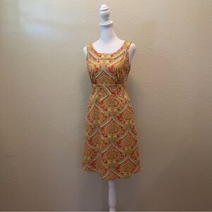 J. McLaughlin Terracotta Lime Paisley Catalina Cloth Sleeveless A-Line Dress XS
